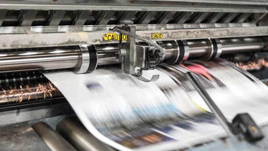 Druckerpresse im Einsatz Druckerpresse im Einsatz